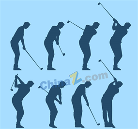 创意高尔夫人物动作剪影